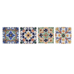 iDecor Dolomite Coaster with Cork Base 10.8 x 10.8 x 0.7cm - 4 Assorted Tiles Designs