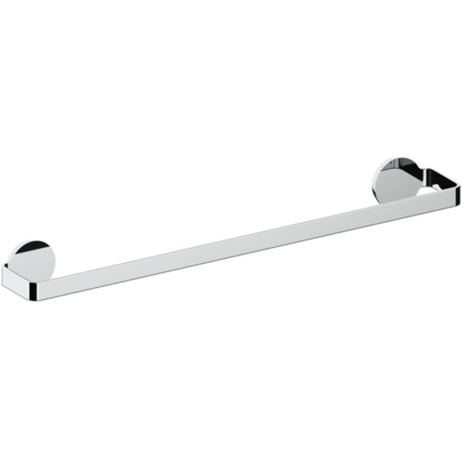A shiny chrome towel holder with a polished finish, designed in a minimalist style.