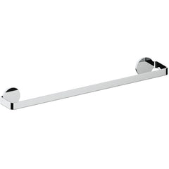 A shiny chrome towel holder with a polished finish, designed in a minimalist style.