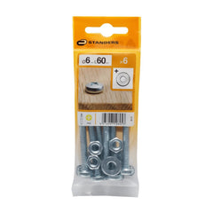 Standers B14 Screw, Nut & 1 Washer 6X60mm 6Pcs