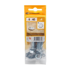 Standers B18 Screw, Nut and 1 Washer CROSS-SLOTTED STEEL 8X40 4Pcs