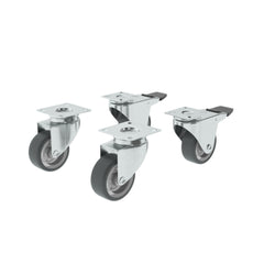 Standers Caster Wheel 360° Set of 4 Pieces (2 with Brakes) 5cm 40kg