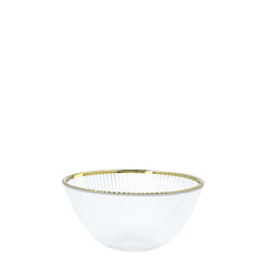 Homla Megalo Glass Bowl 15cm - Transparent with Gold Rim