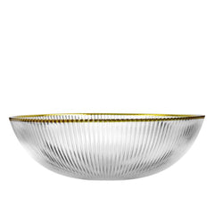 Homla Megalo Glass Bowl 25cm - Transparent with Gold Rim