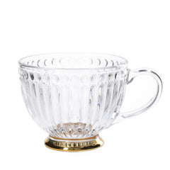 Homla Barrel Glass Cup 360ml - Transparent with Gold Base