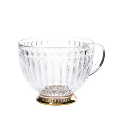 Homla Barrel Glass Cup 360ml - Transparent with Gold Base