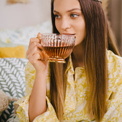 Homla Barrel Glass Cup 360ml - Transparent with Gold Base