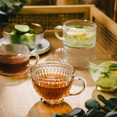 Homla Barrel Glass Cup 360ml - Transparent with Gold Base