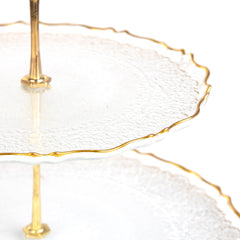 Homla Lisala 2 Tier Cake Stand 21/ 28cm - Transparent with Gold Rim