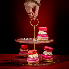 Homla Lisala 2 Tier Cake Stand 21/ 28cm - Transparent with Gold Rim