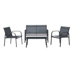 Beo Sofa Set For 4 Persons - Steel & Textilene 2x2 Dark Grey