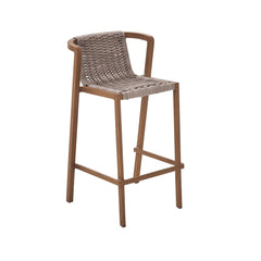 Naterial Gaia High Dining Stool With Low Back - Wood Effect
