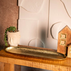 Homla Girona Gold Oval Shaped Decorative Tray 39x12x3cm