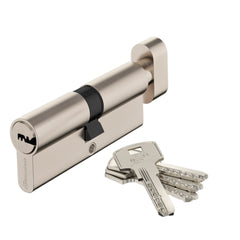 Standers Knob Lock Cylinder with Key 4cm + 4cm - Brass Nickel Satin Body