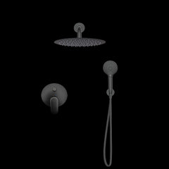 Sensea Icone Round Shower Kit in Wall with Faucet - Black