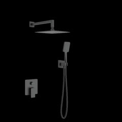 Sensea Studio Shower Square Kit in Wall with Faucet - Black