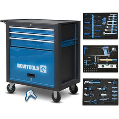 Mobile Workshop Trolley with 3 Drawers + 103 Tools