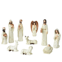 Polyresin Nativity Set of 10 Pieces 25cm - White