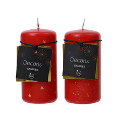 Decoris Pillar Candle with Print 5 x 10cm - Red