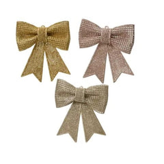 Decoris Hanging Plastic Bow with Glitter 13cm - 3 Assorted