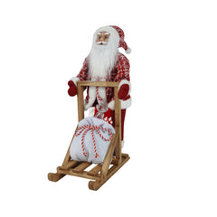 Decoris Polyester Santa Figure on Sled with Giftbag 48cm