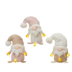 Lumineo BO Led Polyester Gnome 18cm - 3 Assorted Colours
