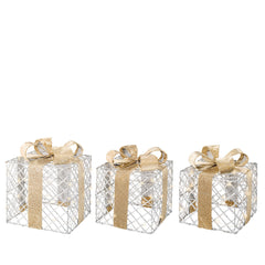 Lumineo BO Micro-Led Polyester Giftbox Set of 3 with Bow - Warm White,