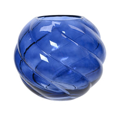 Decoris Glass Vase with Swirl Pattern 17 x 20cm - Blue