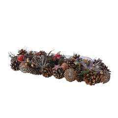 Decoris Pinecone Tealight Holder with Bark Stars and Berries 46cm,