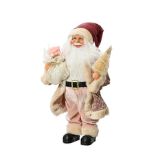 Decoris Polyester Santa Figure with Pink Coat and Velvet Pink Hat 45cm,