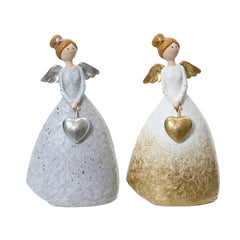 Decoris Polyresin Angel with Glitter 22cm - 2 Assorted,