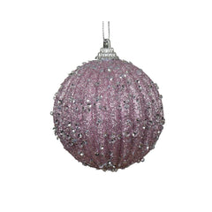 Decoris Foam Bauble with Glitter and Sequins 8cm - Lilac Breeze,