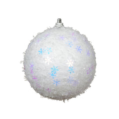 Decoris Foam Bauble with Snow Finish and Iridescent Snowflakes 8cm,