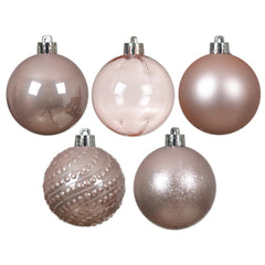 Decoris Shatterproof Bauble Pack of 7 Pieces 6cm - Blush Pink,