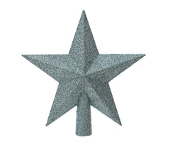 Decoris Shatterproof Star Tree Topper 20cm with Glitter - Blue Ice,