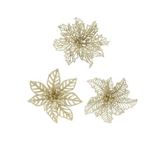 Decoris Clip-On Plastic Flower with Glitter Set of 2 Pieces - 3 Assorted Pearl,