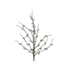 Decoris Spray Metallic with Foam Berries 55cm - Silver,