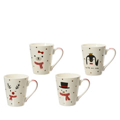 Kitchen Goods Porcelain Mug with Cute Design - 4 Assorted,