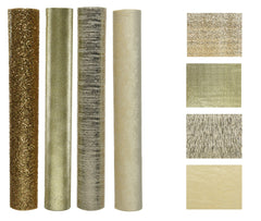 Decoris Polyester Fabric with Print 35 x 200cm - 4 Assorted Gold,