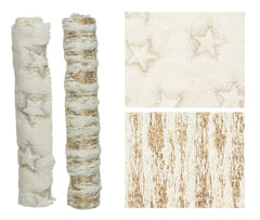 Decoris Polyester Fabric with Fur and Gold Print 35 x 200cm - 2 Assorted White/Gold,