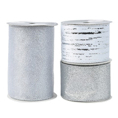 Decoris Polyester Ribbon 270cm - 3 Assorted Silver,