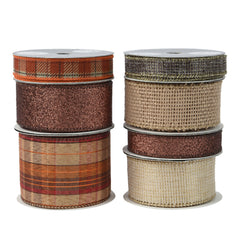 Decoris Polyester Ribbon 270cm - 7 Assorted Shades of Brown,