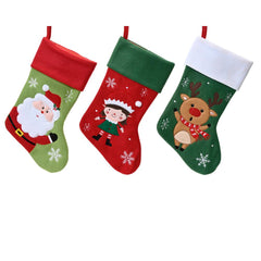 Decoris Polyester Stocking with Stitching Pattern 40cm - 3 Assorted,