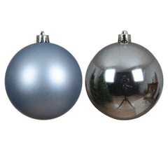 Decoris Shatterproof Bauble Box of 4 Pieces 10cm - Blue Ice,