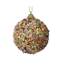 Decoris Foam Bauble with Sequins 8cm - Multicolour,