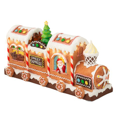 Lumineo BO Polyresin Led Gingerbread Train 34cm,