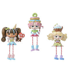 Decoris Polyresin Sweets Girl Figure with Dangling Legs 18cm - 3 Assorted,