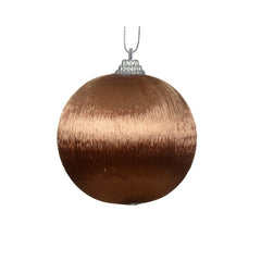 Decoris Foam Bauble with Fabric 8cm - Pecan Brown,