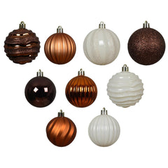 Decoris Shatterproof Bauble Set of 30 Pieces Mixed Sizes - Wool White, Pecan Brown and Dark Brown,