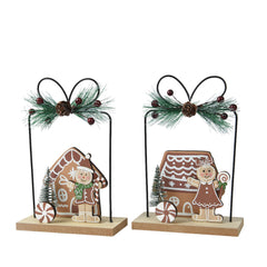Decoris Iron Gift with Wooden Base 12 x 17cm - 2 Assorted,